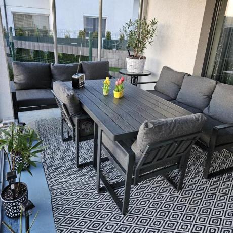 Komplet mebli tarasowych dla 8 osób - 2 sofy, 2 fotele i wysoki stół 160cm - Panaon Grande DG