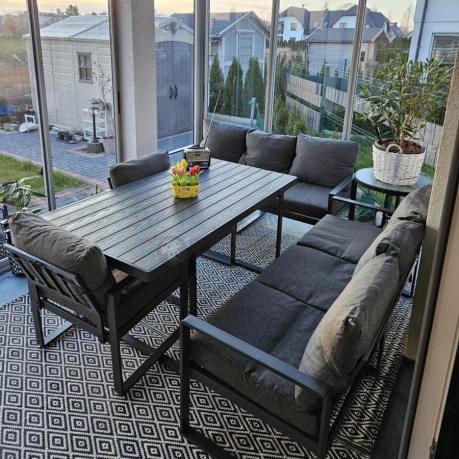 Komplet mebli tarasowych dla 8 osób - 2 sofy, 2 fotele i wysoki stół 160cm - Panaon Grande DG