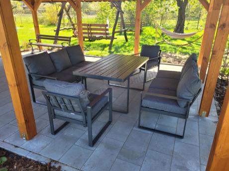 Komplet mebli tarasowych dla 8 osób - 2 sofy, 2 fotele i wysoki stół 160cm - Panaon Grande DG