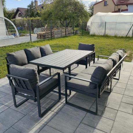 Komplet mebli tarasowych dla 8 osób - 2 sofy, 2 fotele i wysoki stół 160cm - Panaon Grande DG