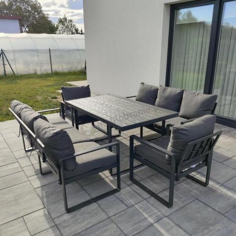 Komplet mebli tarasowych dla 8 osób - 2 sofy, 2 fotele i wysoki stół 160cm - Panaon Grande DG