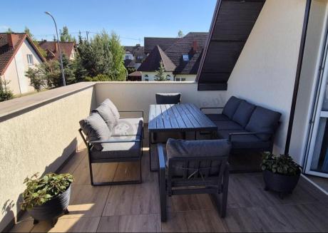 Komplet mebli tarasowych dla 8 osób - 2 sofy, 2 fotele i wysoki stół 160cm - Panaon Grande DG