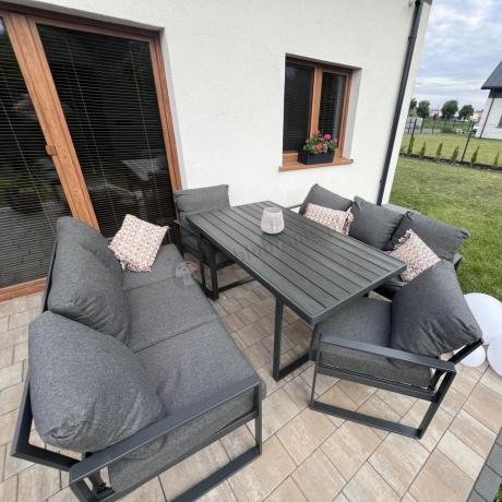 Komplet mebli tarasowych dla 8 osób - 2 sofy, 2 fotele i wysoki stół 160cm - Panaon Grande DG