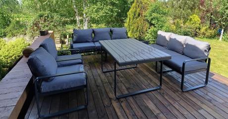 Komplet mebli tarasowych dla 8 osób - 2 sofy, 2 fotele i wysoki stół 160cm - Panaon Grande DG