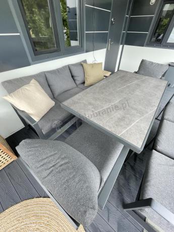 Komplet mebli tarasowych dla 8 osób - 2 sofy, 2 fotele i wysoki stół ceramiczny 160cm - Panaon Grande Elite DG