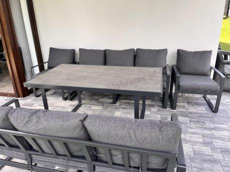 Komplet mebli tarasowych dla 8 osób - 2 sofy, 2 fotele i wysoki stół ceramiczny 160cm - Panaon Grande Elite DG