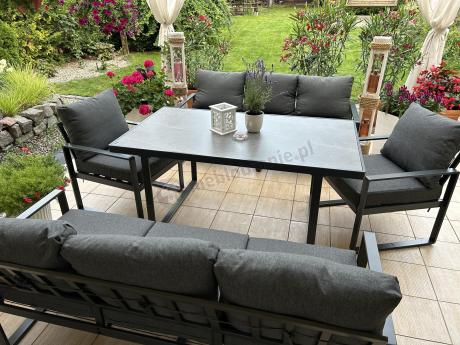 Komplet mebli tarasowych dla 8 osób - 2 sofy, 2 fotele i wysoki stół ceramiczny 160cm - Panaon Grande Elite DG