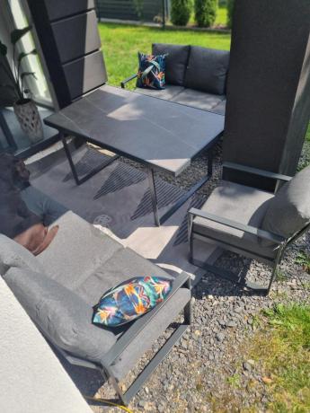 Komplet mebli tarasowych dla 8 osób - 2 sofy, 2 fotele i wysoki stół ceramiczny 160cm - Panaon Grande Elite DG