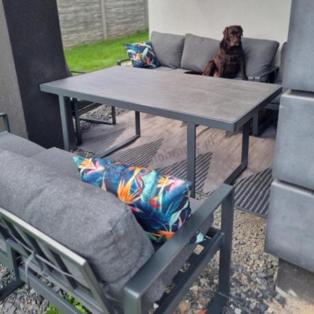 Komplet mebli tarasowych dla 8 osób - 2 sofy, 2 fotele i wysoki stół ceramiczny 160cm - Panaon Grande Elite DG