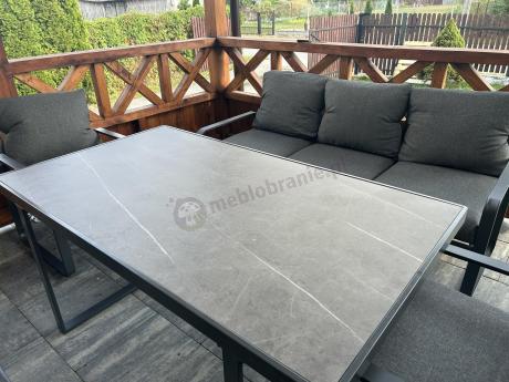 Komplet mebli tarasowych dla 8 osób - 2 sofy, 2 fotele i wysoki stół ceramiczny 160cm - Panaon Grande Elite DG