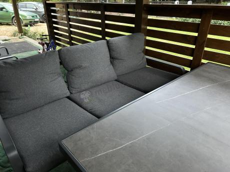 Komplet mebli tarasowych dla 8 osób - 2 sofy, 2 fotele i wysoki stół ceramiczny 160cm - Panaon Grande Elite DG