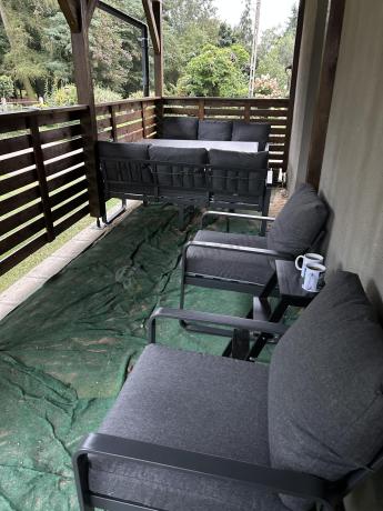 Komplet mebli tarasowych dla 8 osób - 2 sofy, 2 fotele i wysoki stół ceramiczny 160cm - Panaon Grande Elite DG