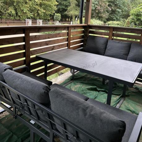 Komplet mebli tarasowych dla 8 osób - 2 sofy, 2 fotele i wysoki stół ceramiczny 160cm - Panaon Grande Elite DG