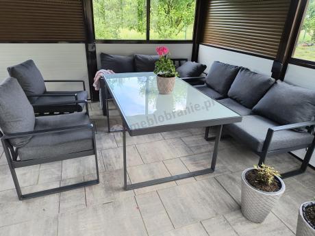 Komplet mebli tarasowych dla 8 osób - 2 sofy, 2 fotele i wysoki stół ceramiczny 160cm - Panaon Grande Elite DG