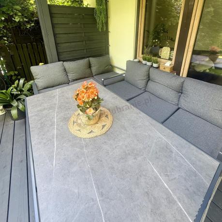 Komplet mebli tarasowych dla 8 osób - 2 sofy, 2 fotele i wysoki stół ceramiczny 160cm - Panaon Grande Elite DG