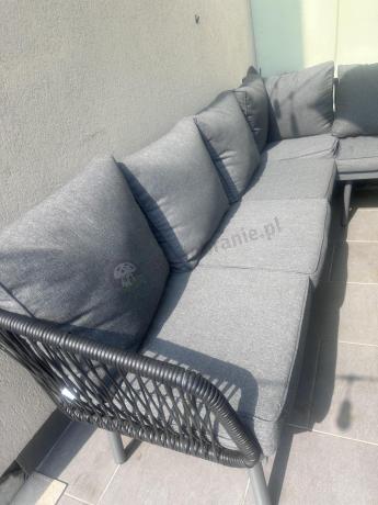 Komplet mebli tarasowych z narożnikiem, fotelami i pufami Postigo Corner XXL Dark Grey