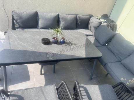 Komplet mebli tarasowych z narożnikiem, fotelami i pufami Postigo Corner XXL Dark Grey