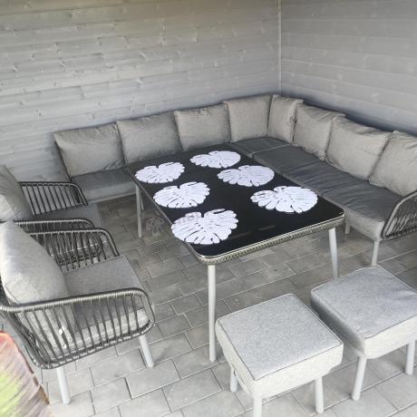 Komplet mebli tarasowych z narożnikiem, fotelami i pufami Postigo Corner XXL Dark Grey