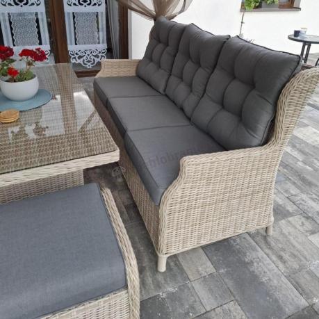 Komplet mebli tarasowych z regulowanymi fotelami Laritto Dining - Creme