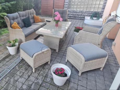 Komplet mebli tarasowych z regulowanymi fotelami Laritto Dining - Creme