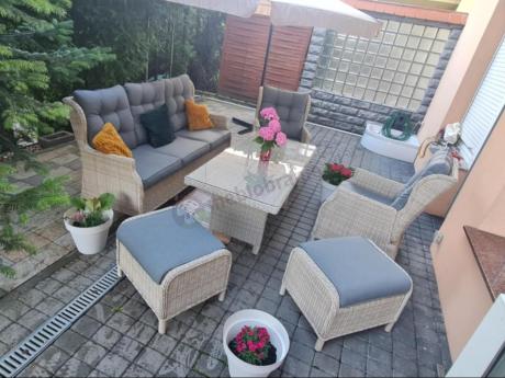 Komplet mebli tarasowych z regulowanymi fotelami Laritto Dining - Creme