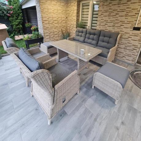 Komplet mebli tarasowych z regulowanymi fotelami Laritto Dining - Creme