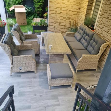 Komplet mebli tarasowych z regulowanymi fotelami Laritto Dining - Creme