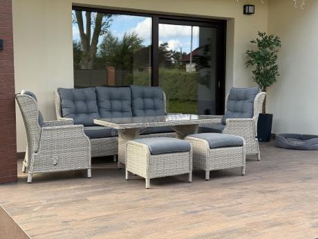 Komplet mebli tarasowych z regulowanymi fotelami Laritto Dining - Creme