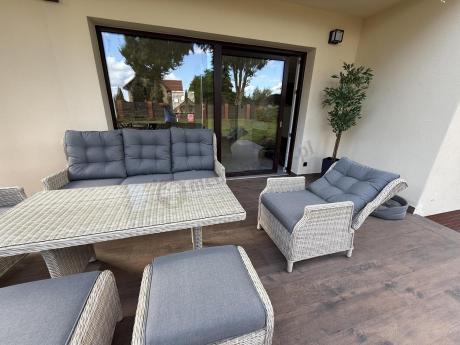 Komplet mebli tarasowych z regulowanymi fotelami Laritto Dining - Creme