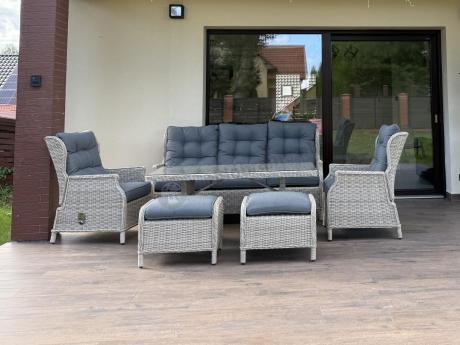 Komplet mebli tarasowych z regulowanymi fotelami Laritto Dining - Creme