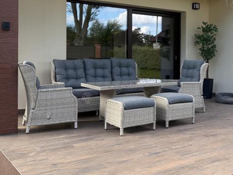 Komplet mebli tarasowych z regulowanymi fotelami Laritto Dining - Creme