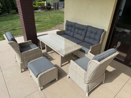 Komplet mebli tarasowych z regulowanymi fotelami Laritto Dining - Creme