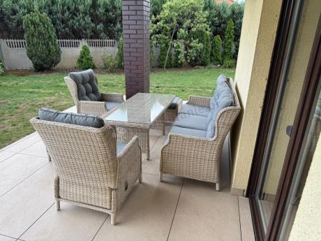 Komplet mebli tarasowych z regulowanymi fotelami Laritto Dining - Creme