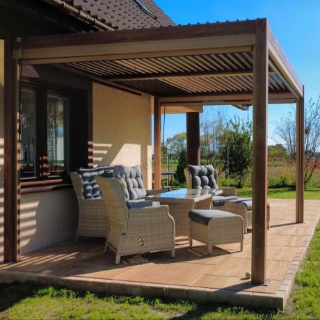 Komplet mebli tarasowych z regulowanymi fotelami Laritto Dining - Creme