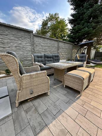 Komplet mebli tarasowych z regulowanymi fotelami Laritto Dining - Creme