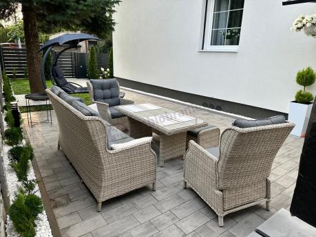 Komplet mebli tarasowych z regulowanymi fotelami Laritto Dining - Creme