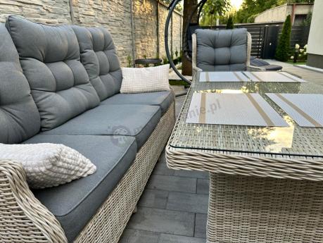 Komplet mebli tarasowych z regulowanymi fotelami Laritto Dining - Creme