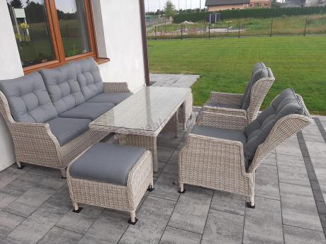 Komplet mebli tarasowych z regulowanymi fotelami Laritto Dining - Creme