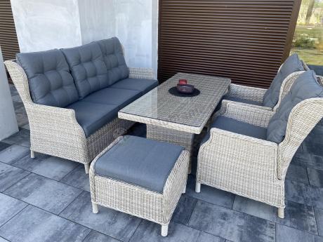 Komplet mebli tarasowych z regulowanymi fotelami Laritto Dining - Creme