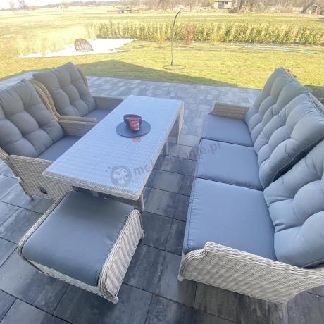 Komplet mebli tarasowych z regulowanymi fotelami Laritto Dining - Creme