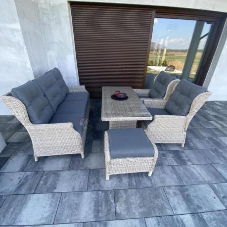 Komplet mebli tarasowych z regulowanymi fotelami Laritto Dining - Creme