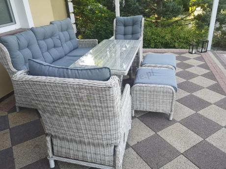 Komplet mebli tarasowych z regulowanymi fotelami Laritto Dining - Creme