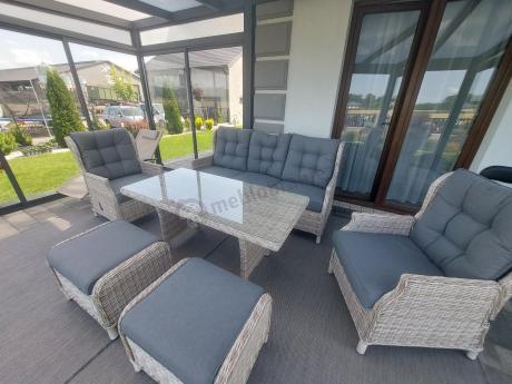 Komplet mebli tarasowych z regulowanymi fotelami Laritto Dining - Creme