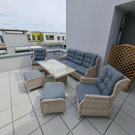 Komplet mebli tarasowych z regulowanymi fotelami Laritto Dining - Creme