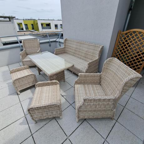 Komplet mebli tarasowych z regulowanymi fotelami Laritto Dining - Creme