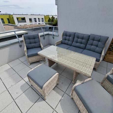Komplet mebli tarasowych z regulowanymi fotelami Laritto Dining - Creme