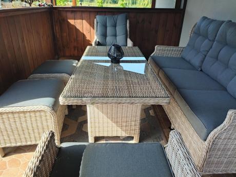 Komplet mebli tarasowych z regulowanymi fotelami Laritto Dining - Creme