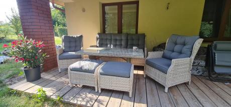 Komplet mebli tarasowych z regulowanymi fotelami Laritto Dining - Creme