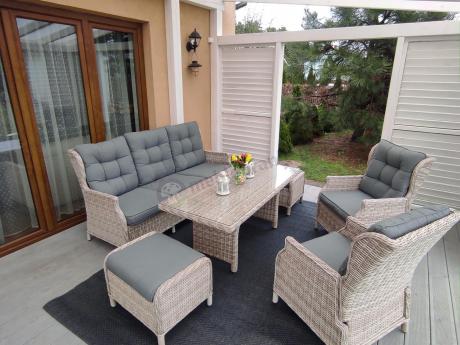 Komplet mebli tarasowych z regulowanymi fotelami Laritto Dining - Creme