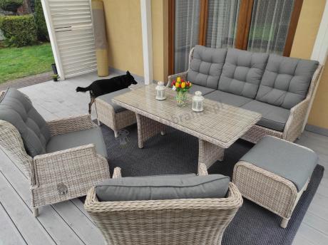 Komplet mebli tarasowych z regulowanymi fotelami Laritto Dining - Creme